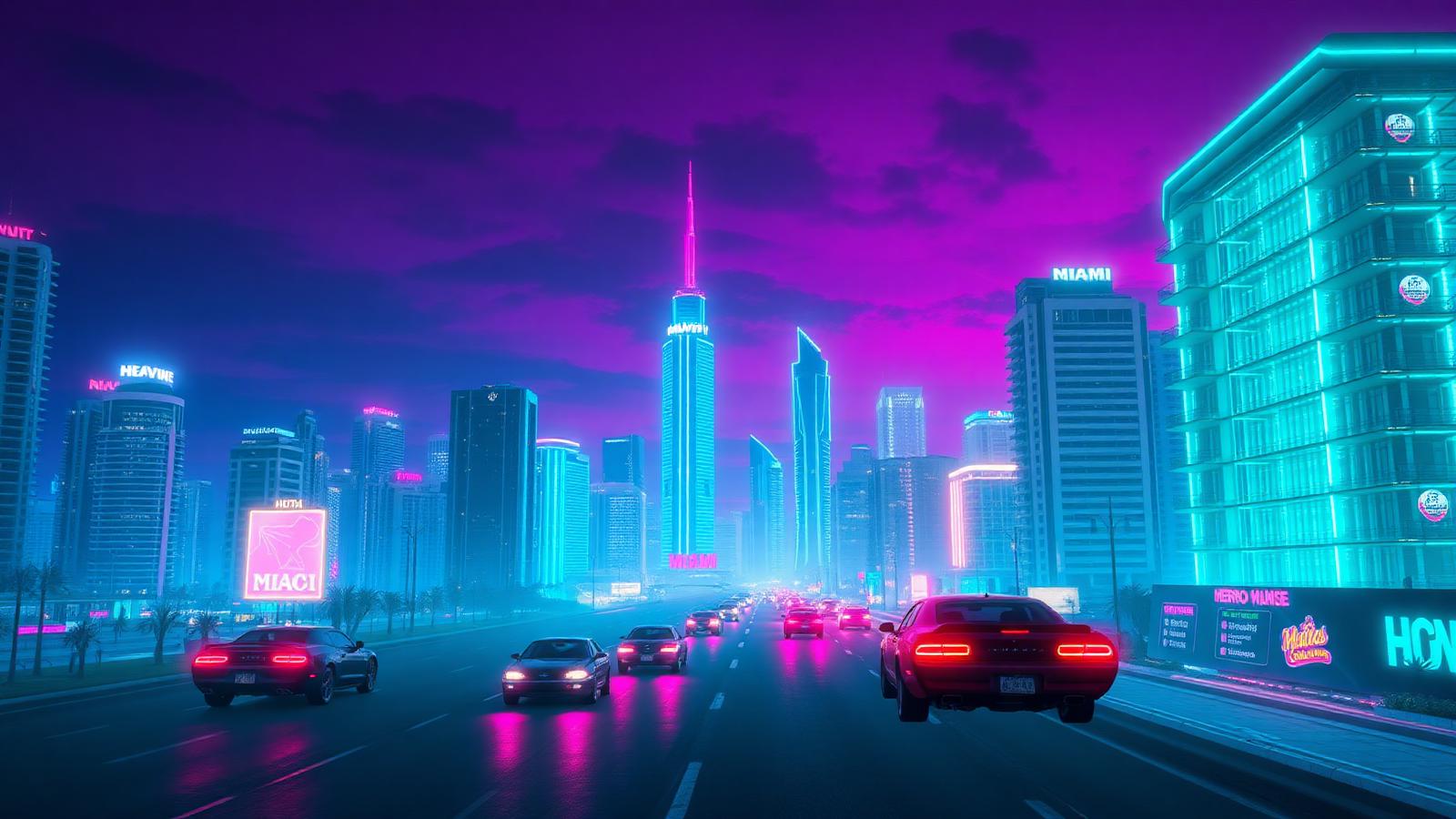 Miami skyline at night